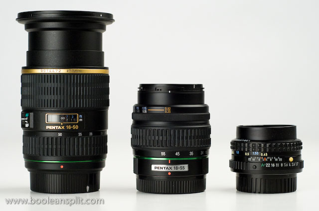 16-50 DA*, 18-55 DA & 50 mm f/1.7 all @ 50mm